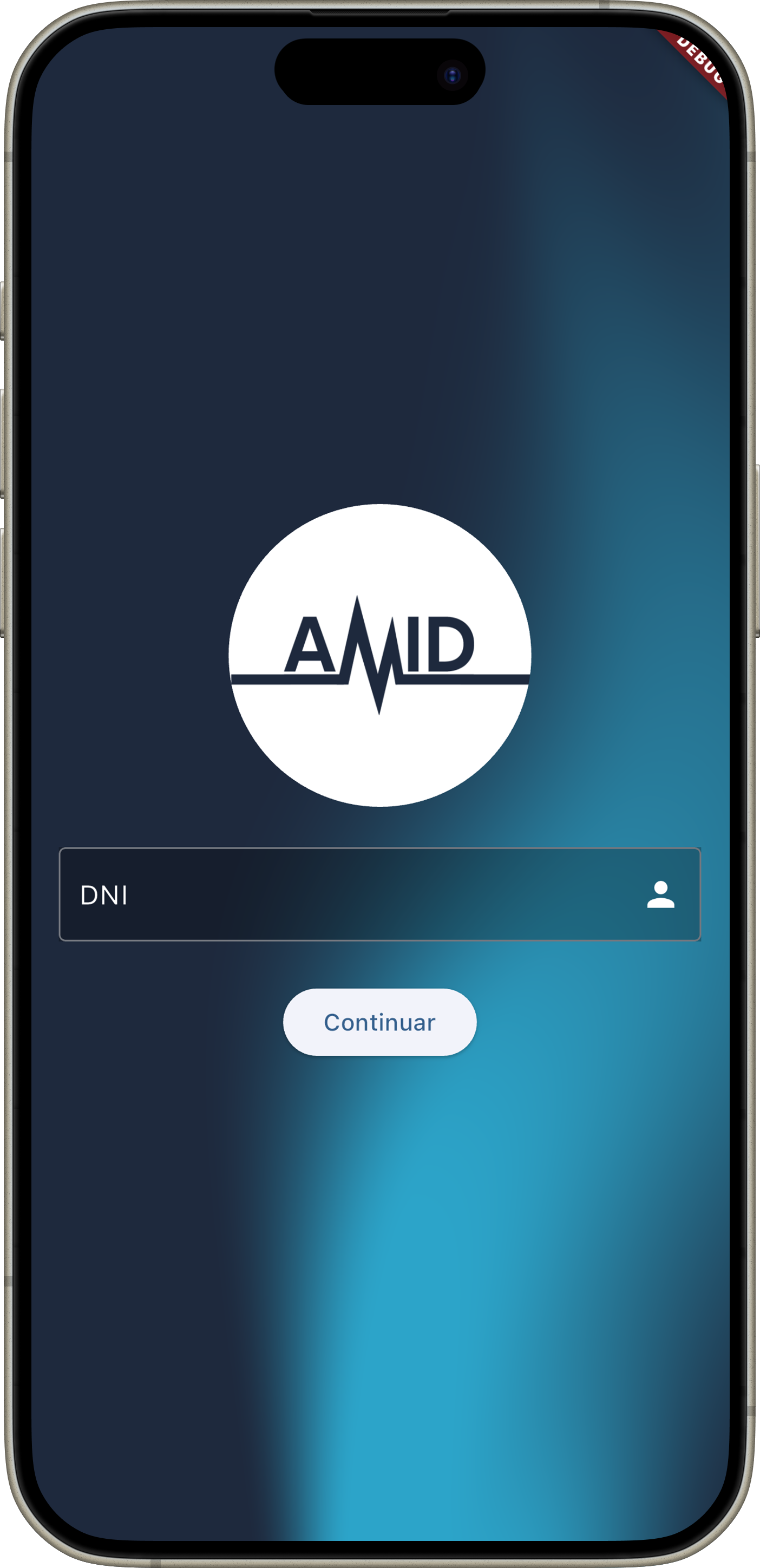 La pantalla de inicio de sesión de la aplicación